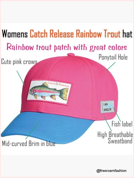 Performance Cap Hat with Ponytail Hole - Mesh Back, Adjustable, UPF 30+